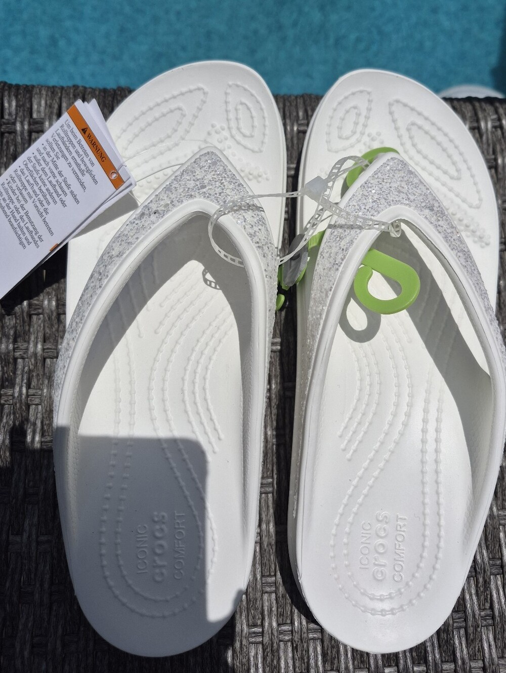 NWT's Crocs Women's Sloane Glitter Flip Flops in white, Women's Size 7 - Picture 6 of 6